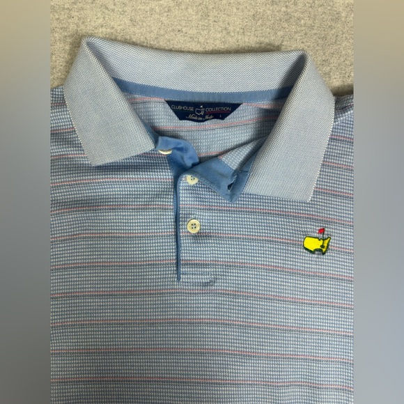Clubhouse Collection Masters Polo Shirt Mens Large Navy Striped Made In Italy - Picture 1 of 9